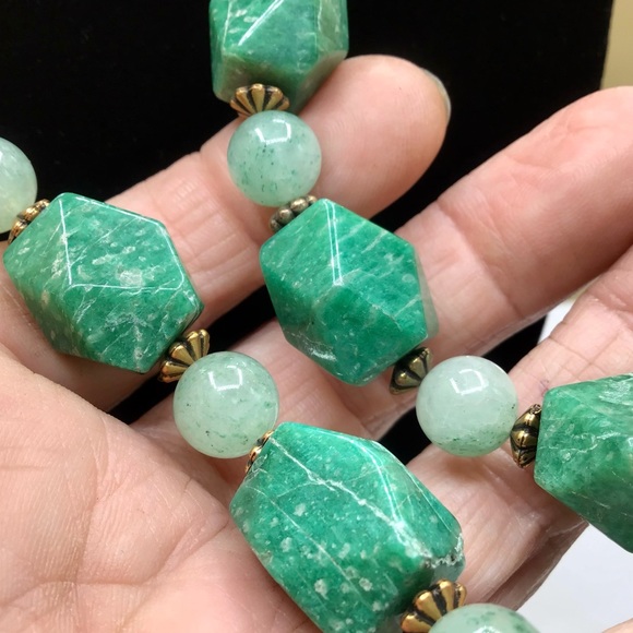 🌺RARE Vintage Amazonite & Aventurine Necklace - Picture 7 of 16